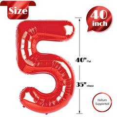 IWERP Red 5 balloon 40 inch prop for birthday photos.