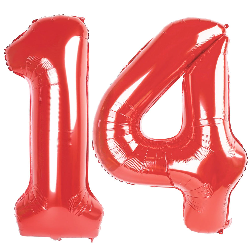 IWERP red number 14 balloon 40-inch front view for bold birthday photos