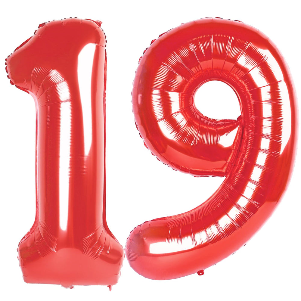 IWERP Red Number 19 balloon 40 inch creates a bold birthday photo backdrop.