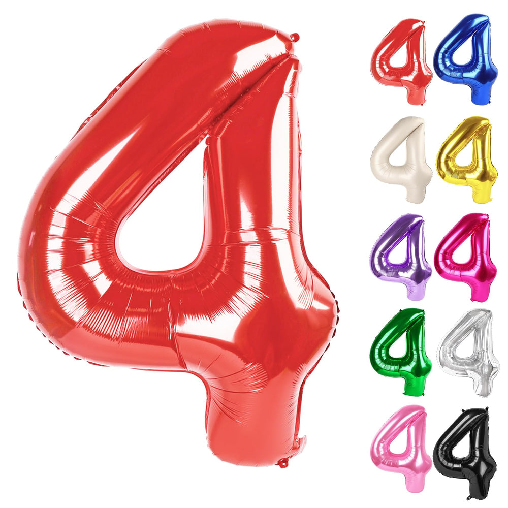 IWERP red number 4 balloon, 40-inch centerpiece for photo-worthy birthday decor.