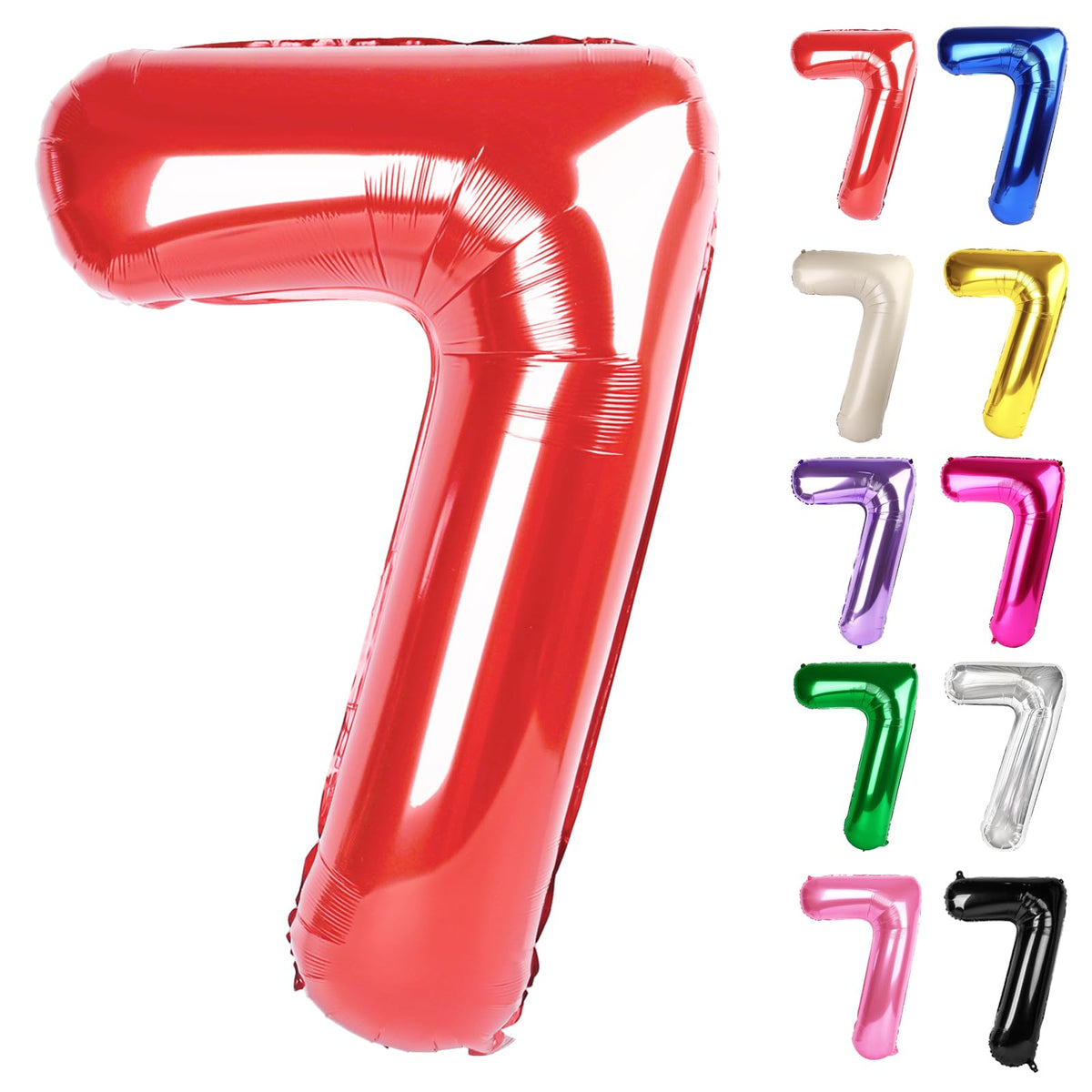 IWERP red 40-inch number 7 balloon creates a bold birthday backdrop.