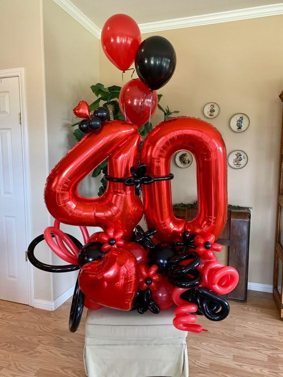 IWERP Red 9 balloon backdrop for red-themed parties and photos.