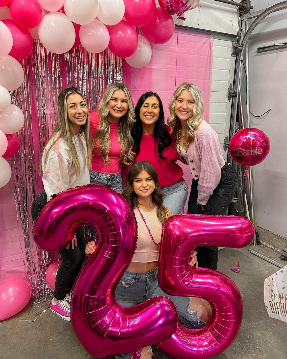 IWERP reusable number balloon hot pink 25 suits custom age displays.