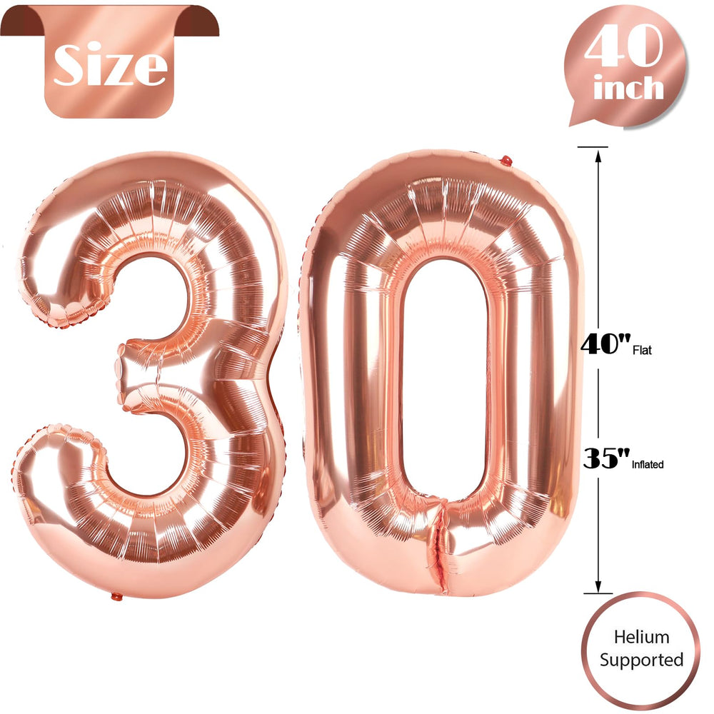 IWERP rose gold 30th birthday balloons using two sets for balance