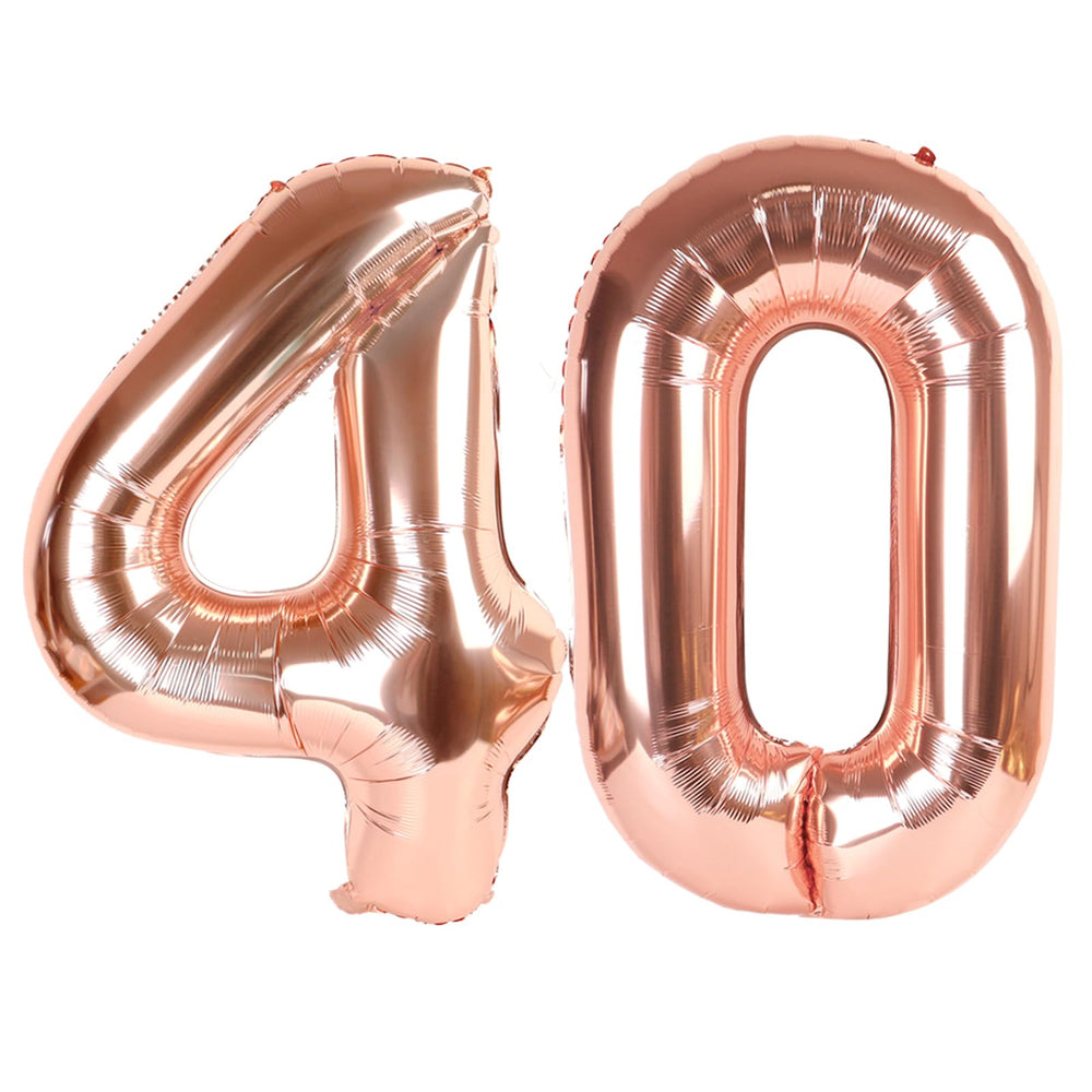 IWERP rose gold 40-inch number balloon creates a striking centerpiece.