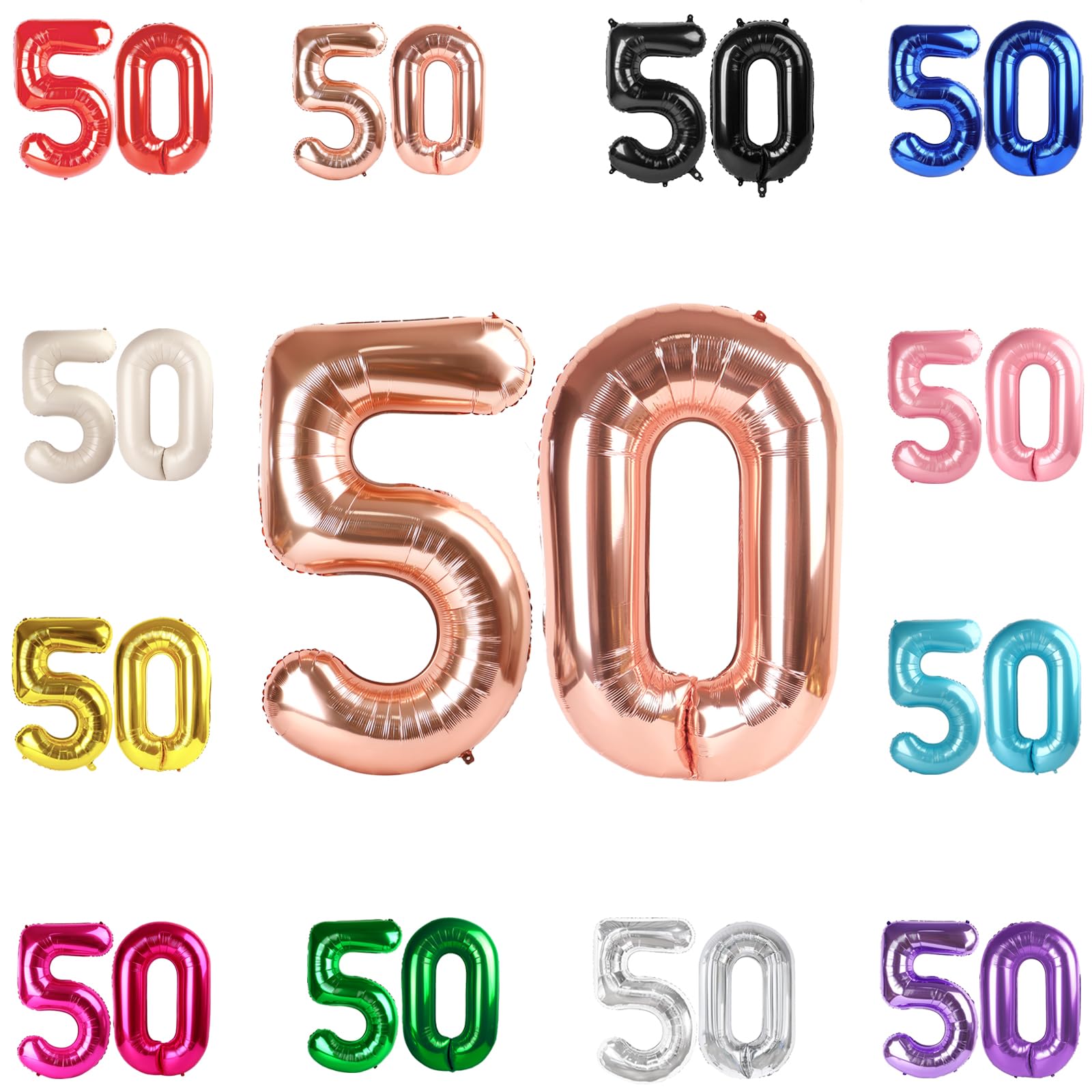 IWERP rose gold 50th balloon 40inch ready for photos as a chic party focal point