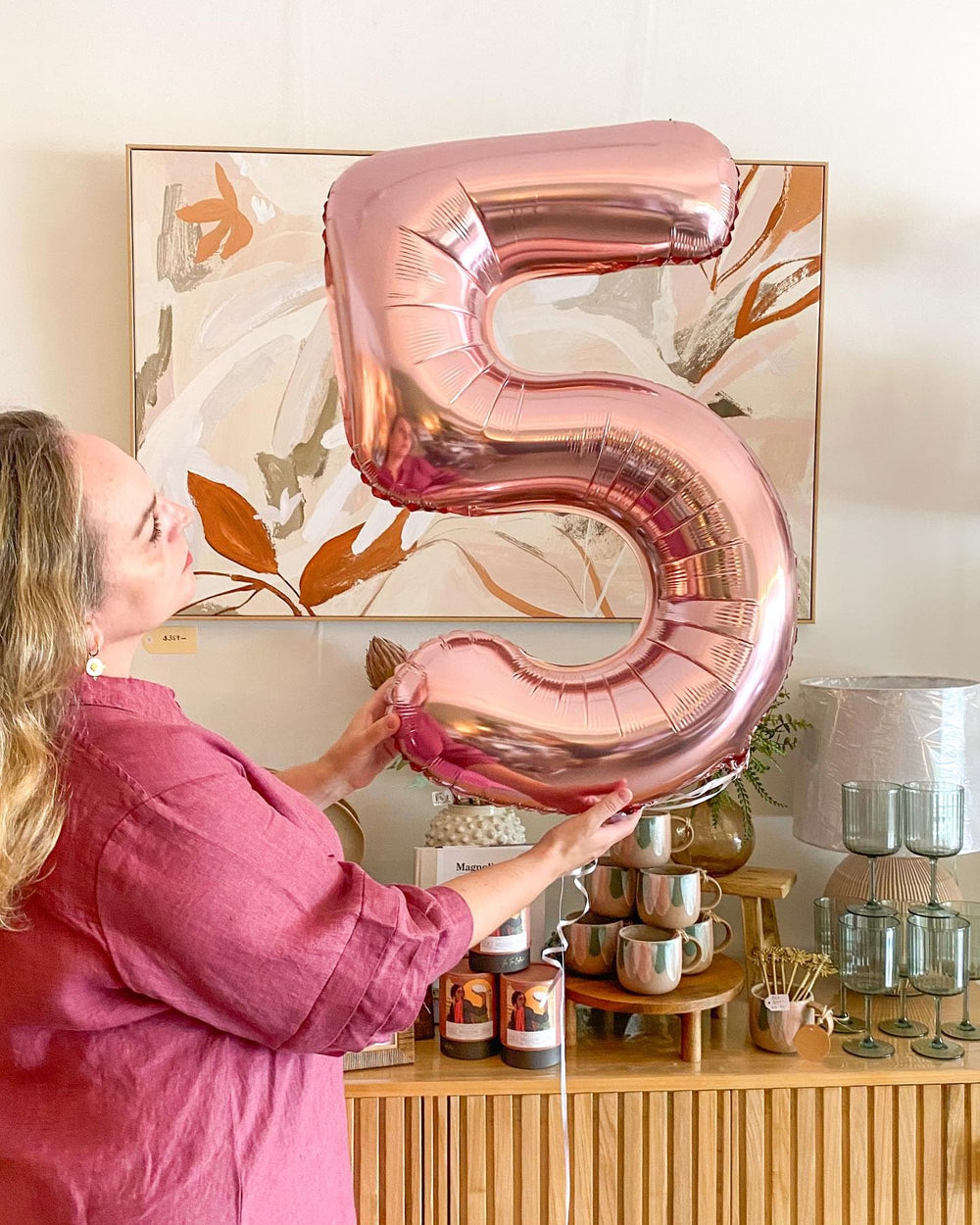 IWERP rose gold 50th birthday balloon backdrop sparks elegant party photos