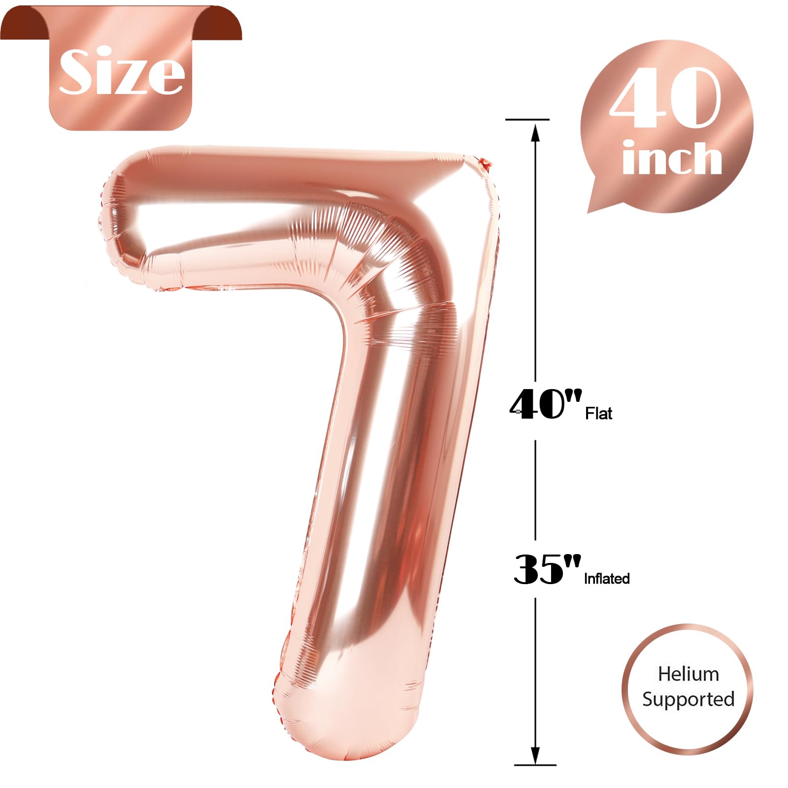 IWERP rose gold 7 balloon paired with other decorations for cohesion.