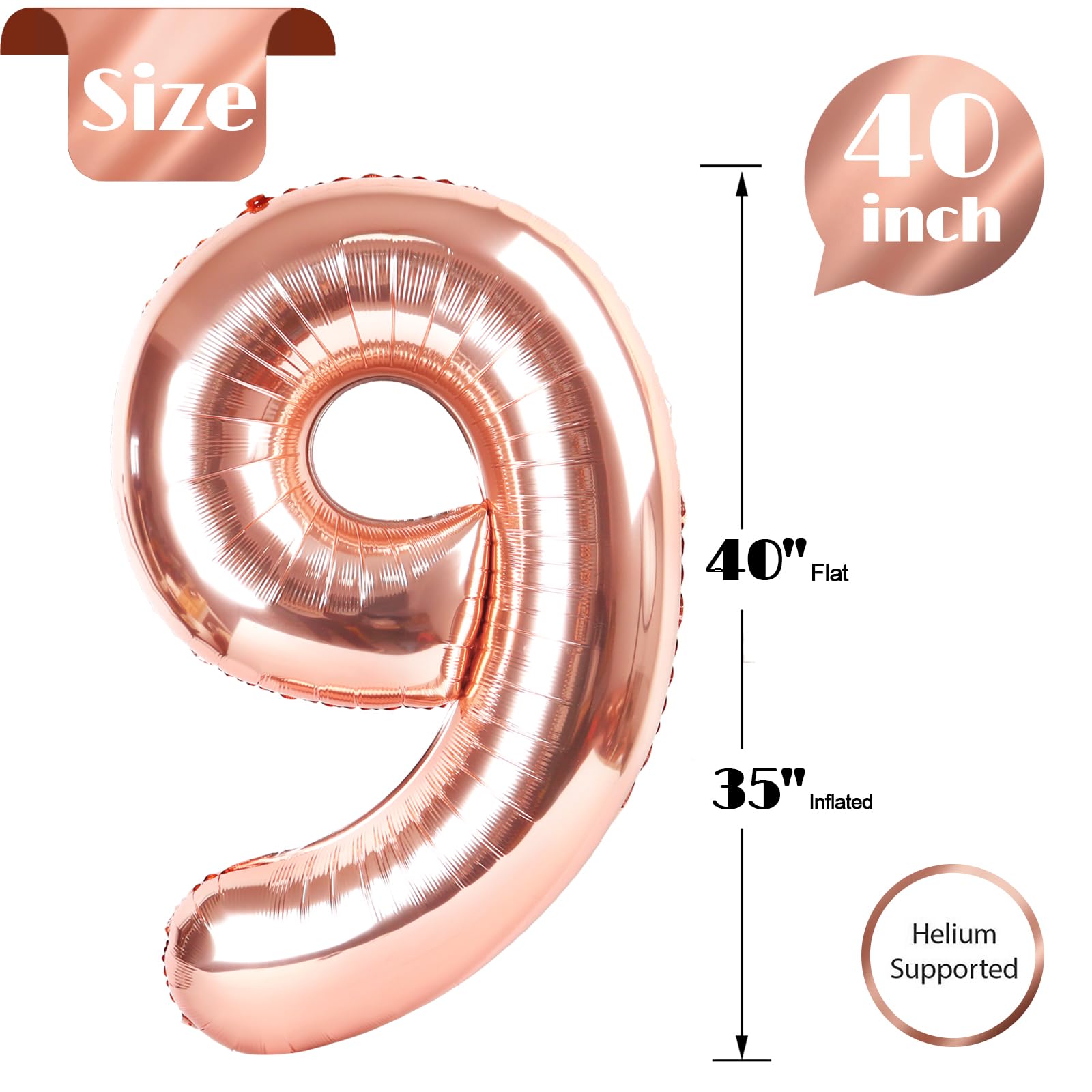 IWERP Rose Gold 9-balloon floats with helium for drama.