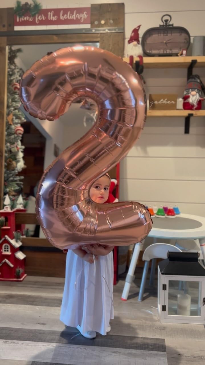 IWERP giant rose-gold number balloon marks milestones with drama.
