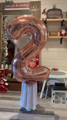 IWERP giant rose-gold number balloon marks milestones with drama.