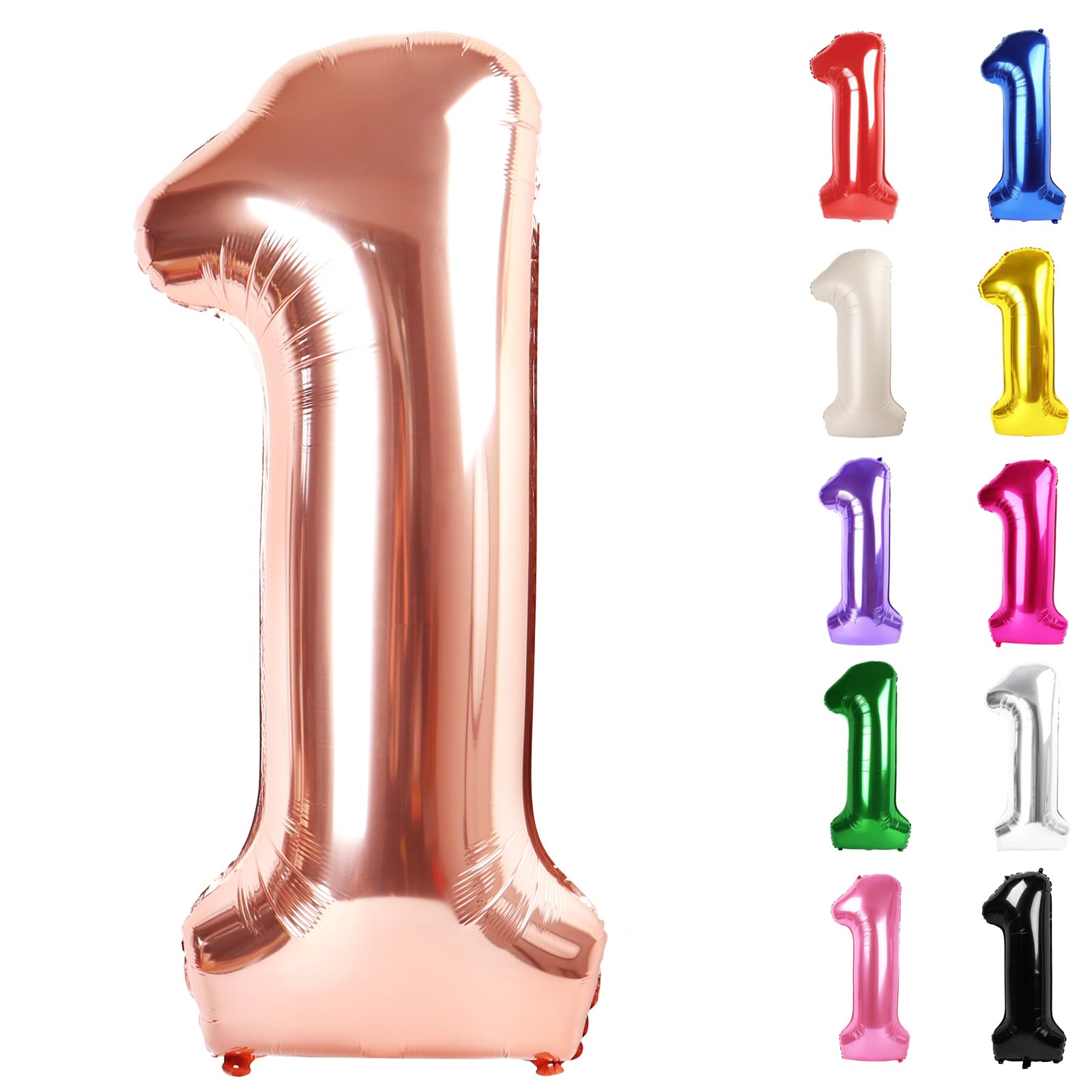 IWERP rose gold number 1 balloon 40-inch for striking first-birthday photos.
