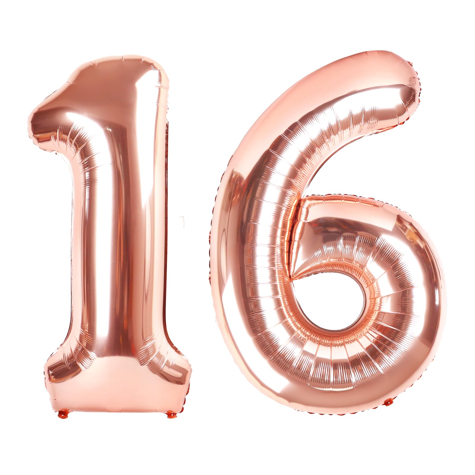 IWERP rose gold number 16 balloon, 40 inch, creates a stunning birthday backdrop.