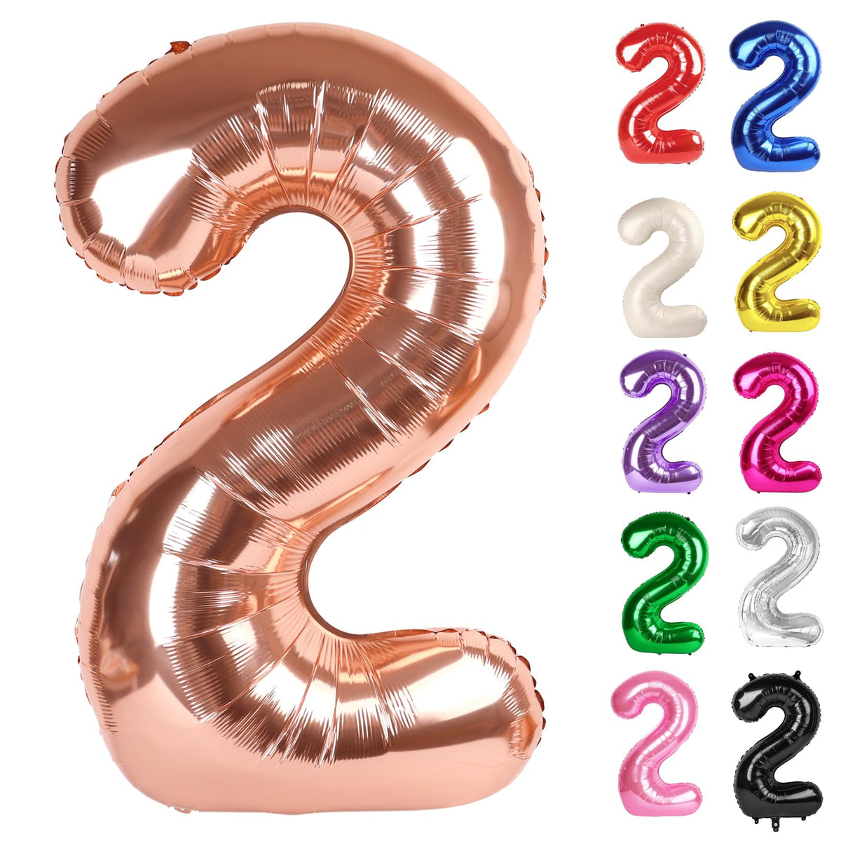 IWERP Rose Gold Number 2 balloon, 40-inch, creates a chic photo backdrop for celebrations.