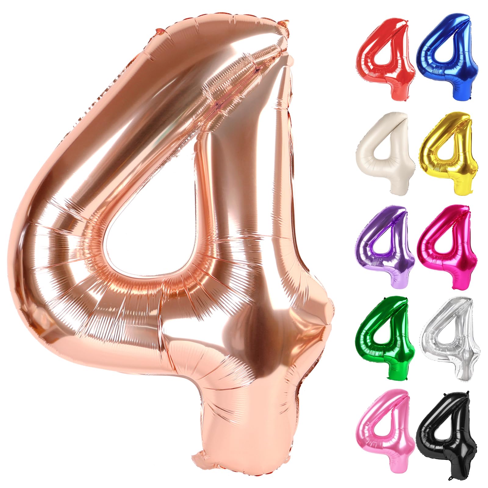 IWERP Rose Gold Number 4 Balloon, 40 inch, ideal for photo-worthy birthday decor.