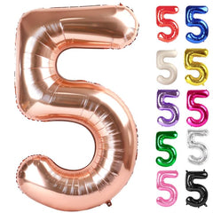 IWERP rose gold number 5 balloon 40-inch creates a striking birthday centerpiece.