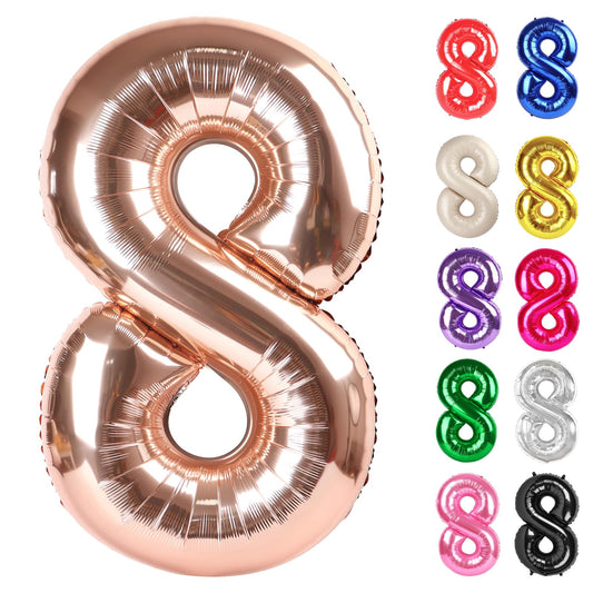 IWERP Rose Gold Number 8 Balloon 40 Inch adds a focal point for photos.