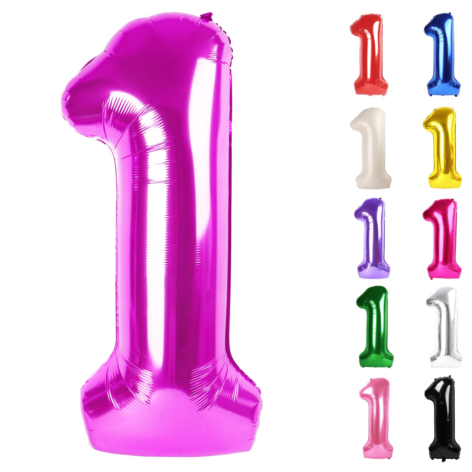 IWERP rosy purple 40-inch number 1 balloon for standout first birthday photos.