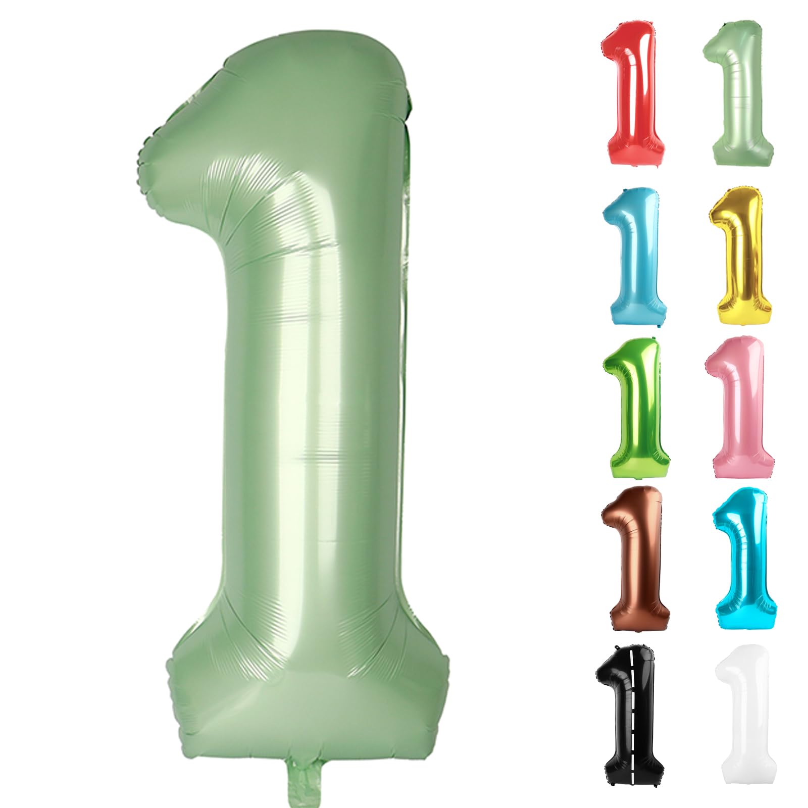 IWERP sage green 40-inch number 1 balloon at entrance enhances first birthday welcome