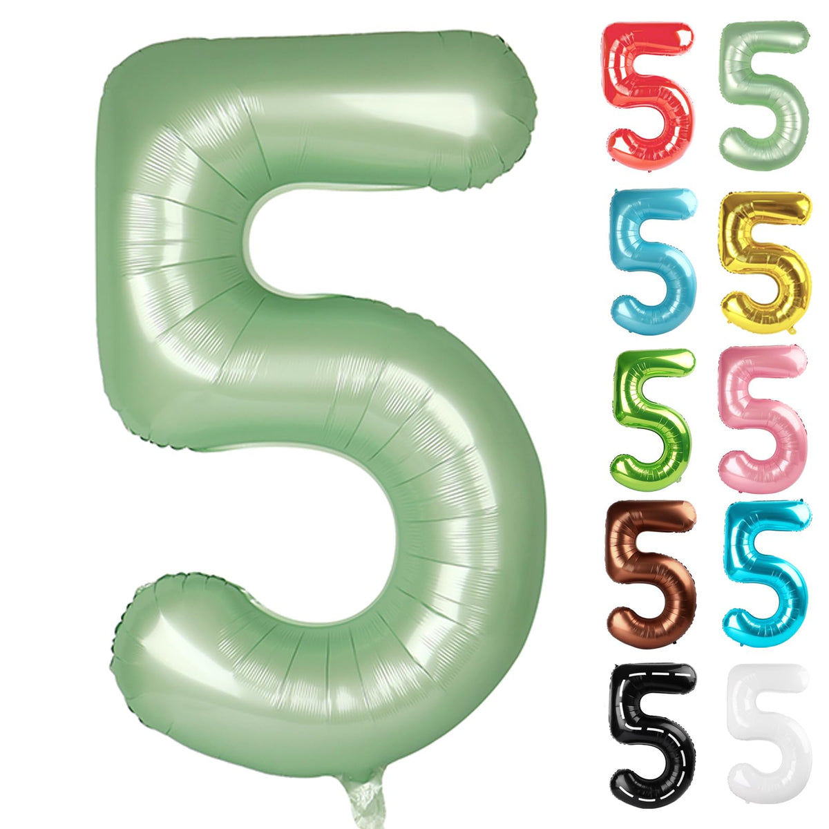 IWERP Sage Green 40-inch number 5 balloon for a bold birthday centerpiece.
