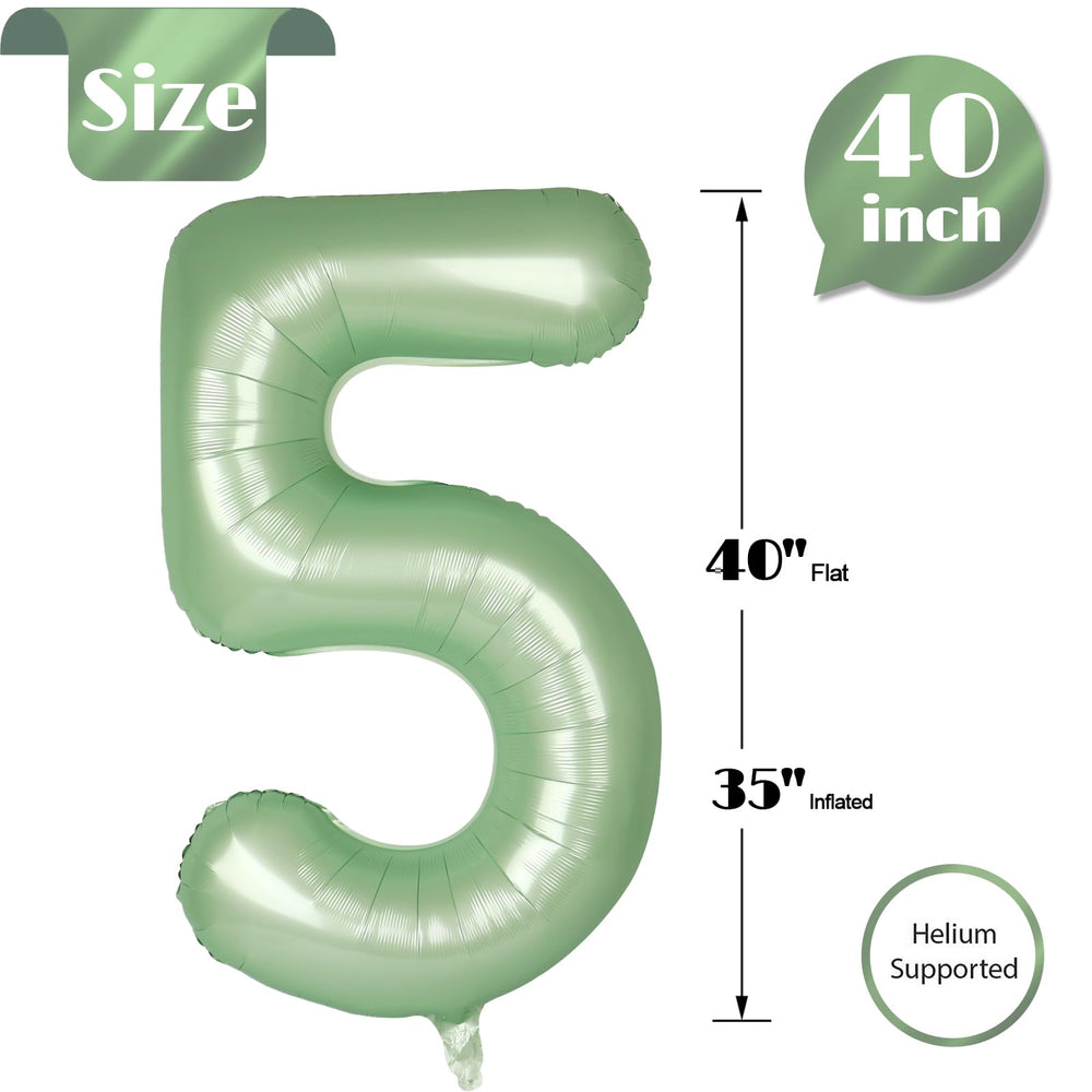 IWERP Sage Green 5th birthday balloon suitable for boys and girls.