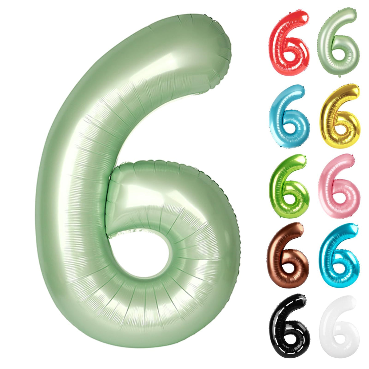 IWERP Sage Green 40-Inch Number 6 Balloon ready for dramatic birthday photos