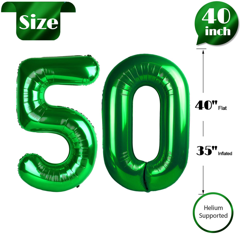 IWERP self-sealing green 50th balloon, reusable for future celebrations