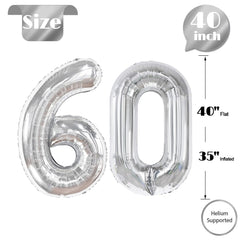 IWERP self-sealing silver 60 balloon for quick inflation and reuse.
