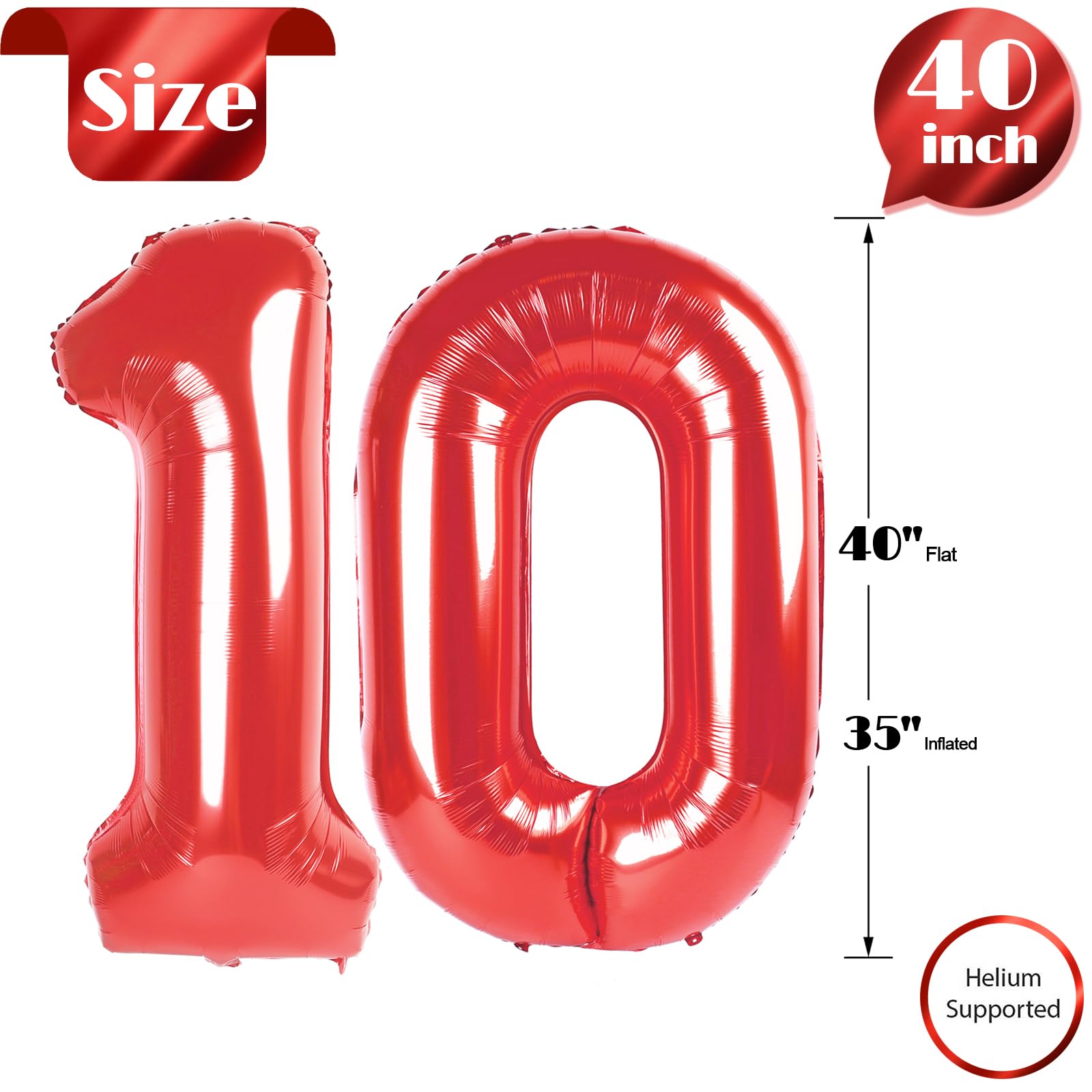 IWERP self-sealing red number balloon for easy inflation and reuse