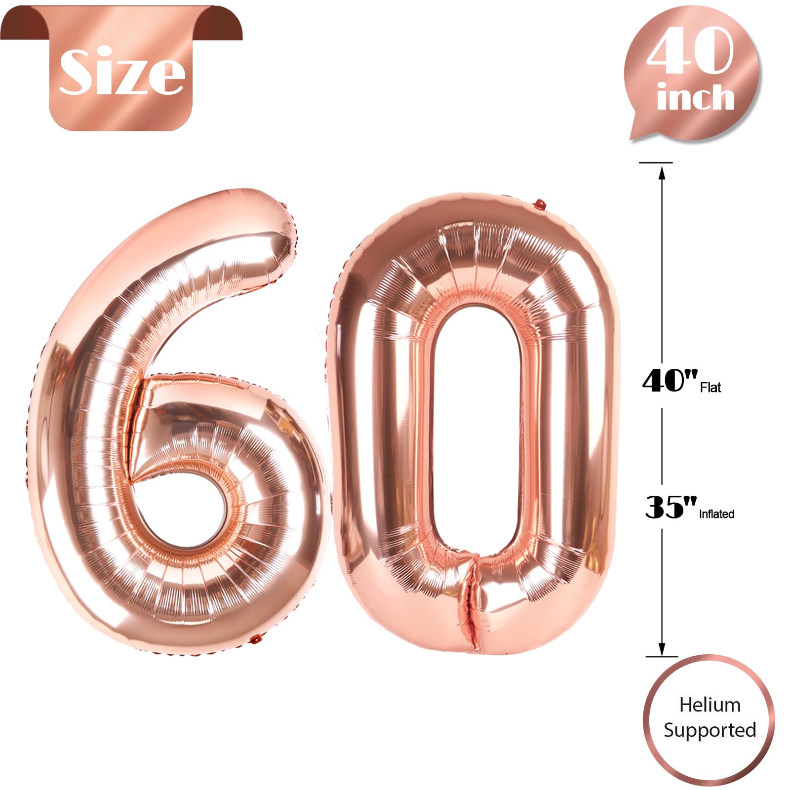 IWERP self-sealing rose gold balloon simplifies setup and storage.