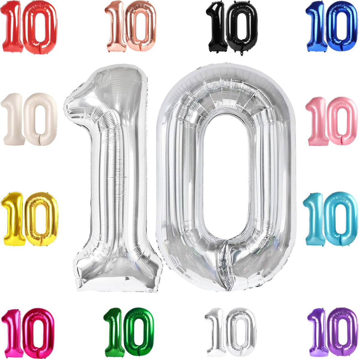 IWERP silver 10-balloon 40-inch creates a bold photo backdrop.
