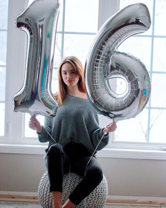 IWERP silver 16 balloon photo shoot prop for Sweet 16