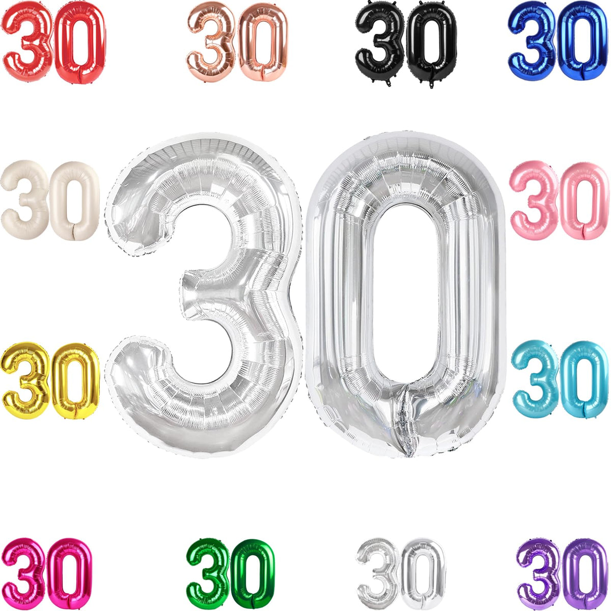 IWERP silver 30 balloon 40-inch creates a striking entrance backdrop.
