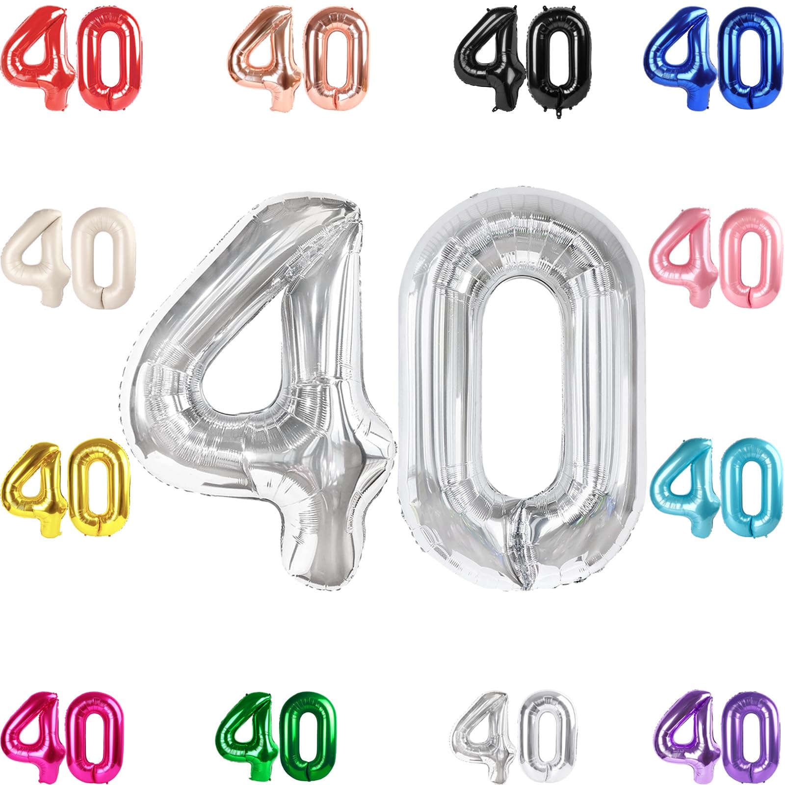 IWERP silver 40 balloon number 40-inch creates a bold photo backdrop