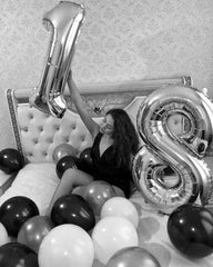 IWERP Silver Number 1 Balloon wall display for milestone celebrations.