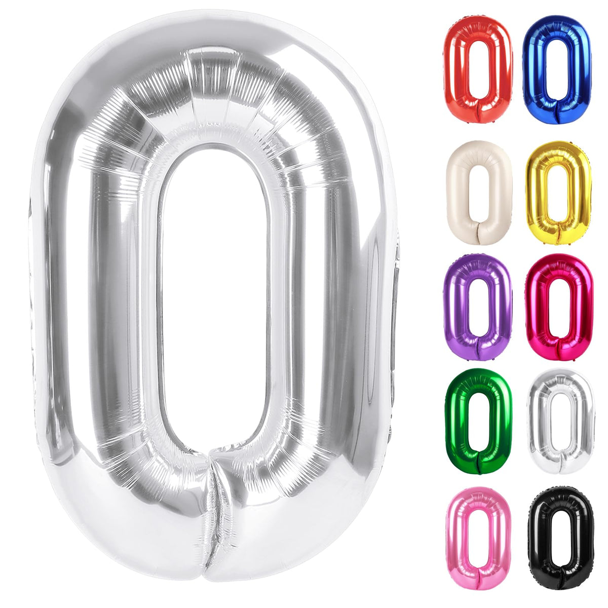IWERP Silver Number 0 Balloon 40-Inch for birthdays creates a bold backdrop.