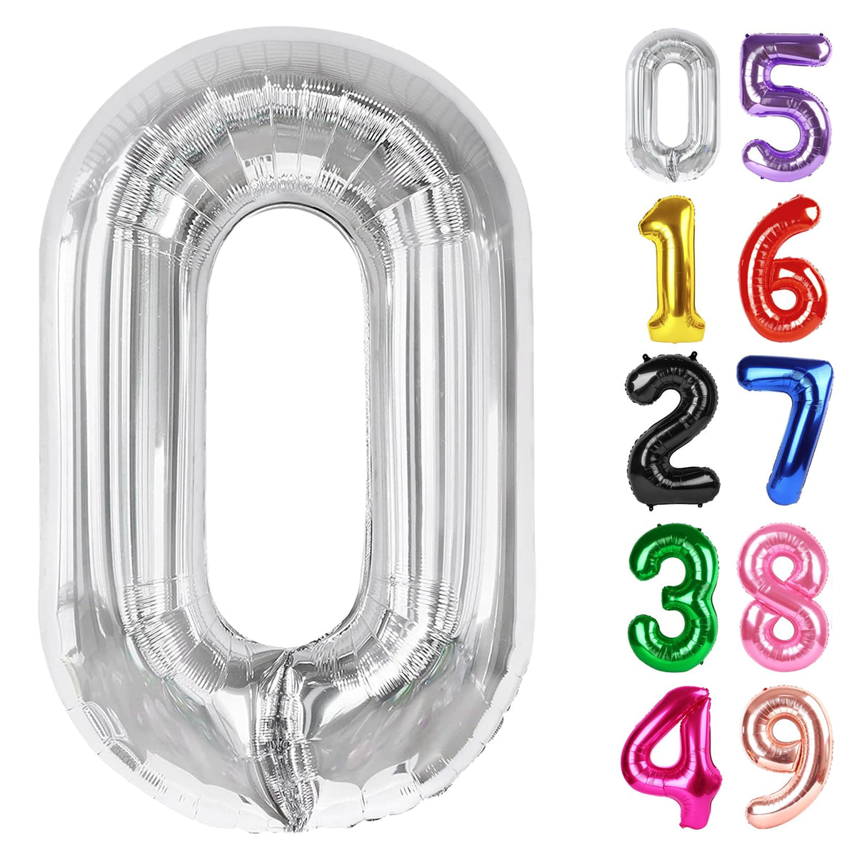IWERP Silver Number 0 balloon 40 inch creates a bold milestone backdrop