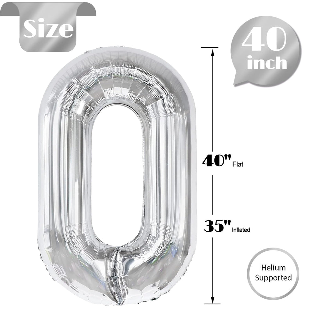 IWERP silver 0 birthday balloon hanging decor for long-lasting ambiance.