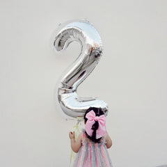 IWERP silver balloon as a photo prop adds sparkle to birthday memories.