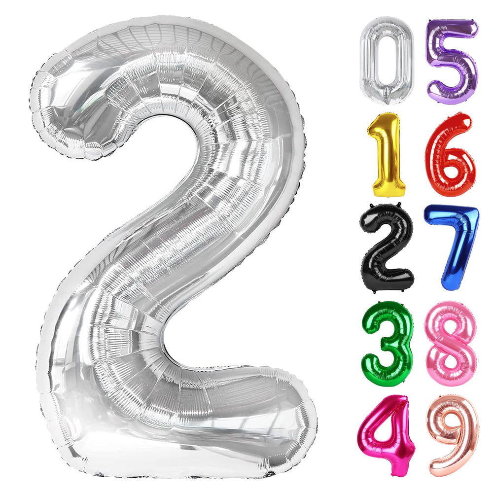 IWERP Silver Number 2 Balloon 40-inch for a bold birthday photo backdrop.