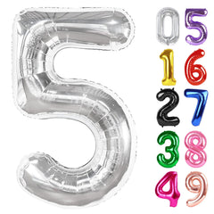 IWERP silver number 5 balloon 40 inch, striking photo backdrop for birthdays.