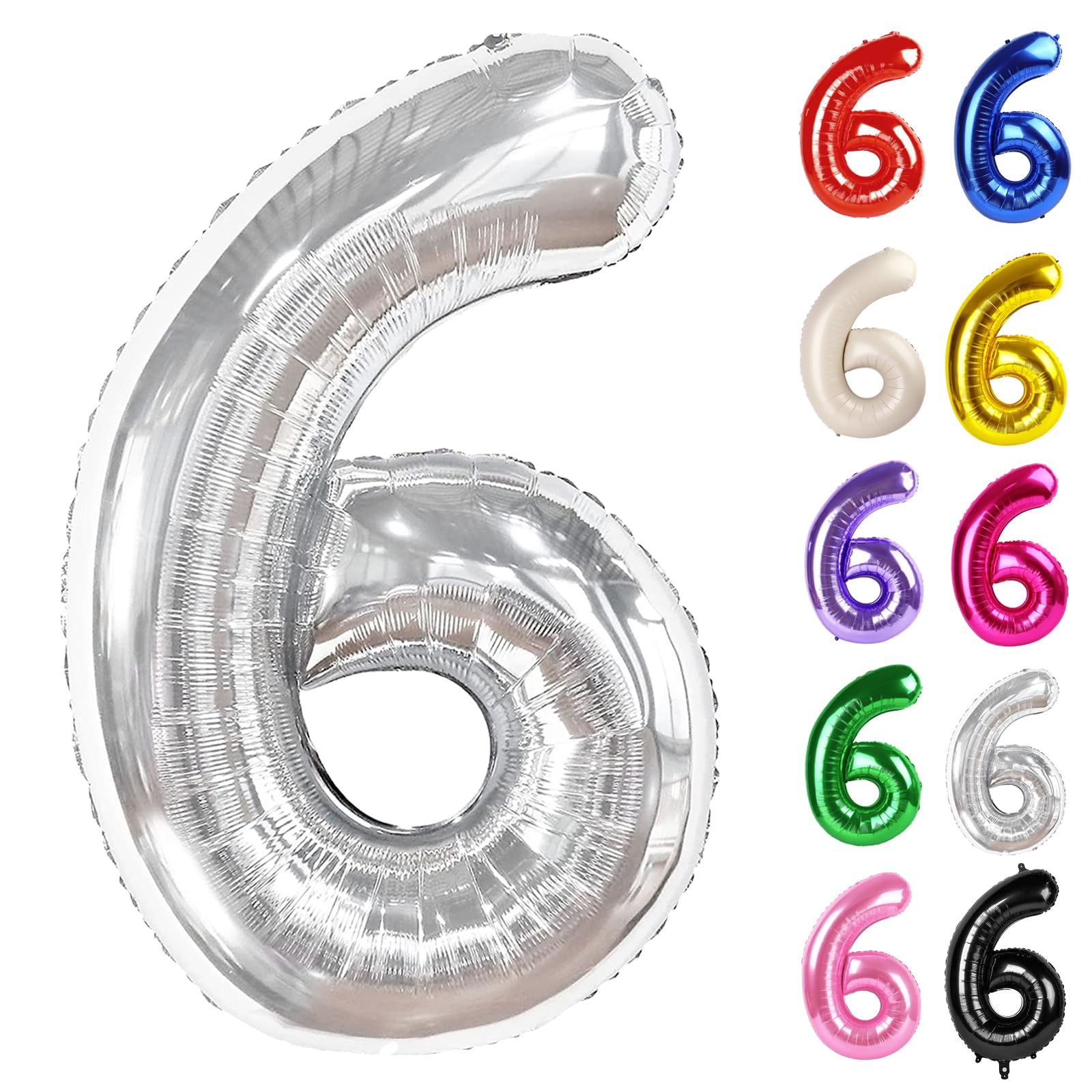 IWERP silver 40-inch number 6 balloon creates a bold photo backdrop.