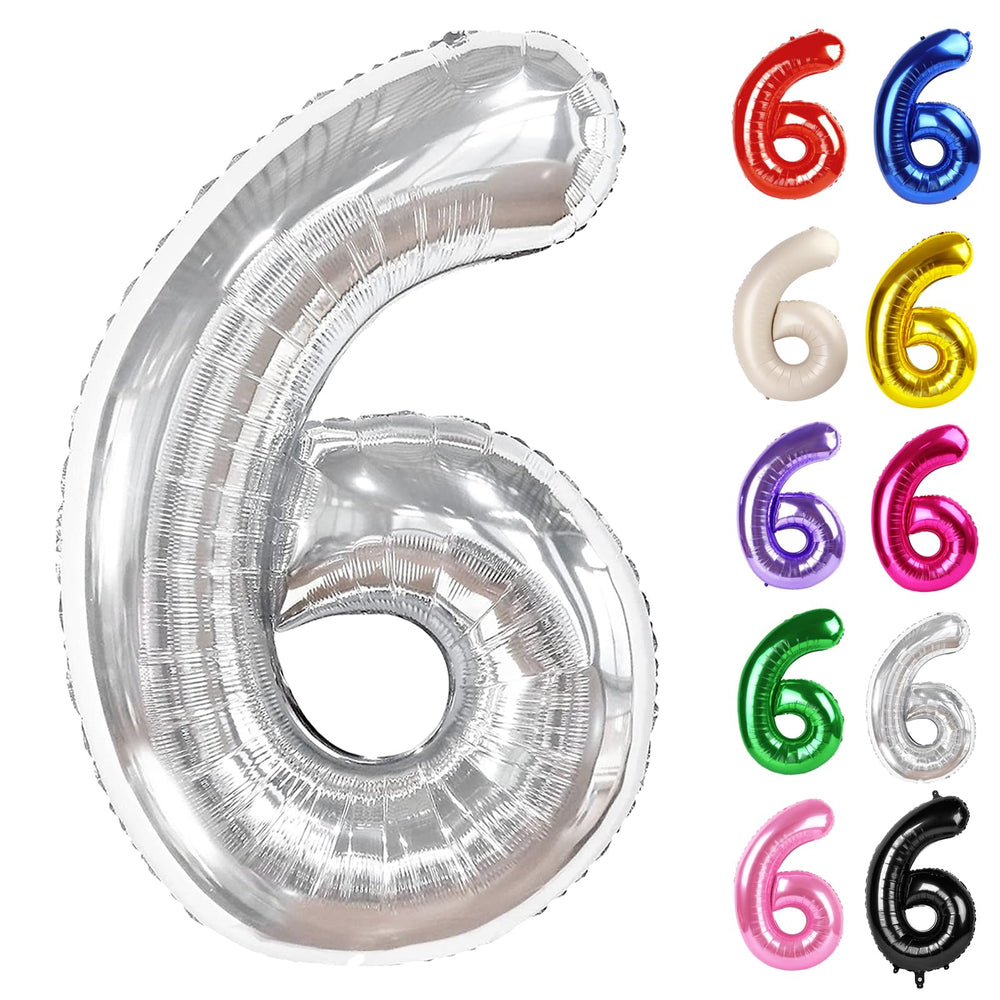 IWERP silver 40-inch number 6 balloon creates a bold photo backdrop.