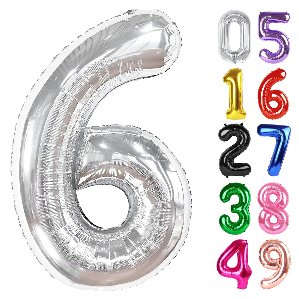 IWERP Silver Number 6 balloon 40-inch creates a bold party backdrop for photos