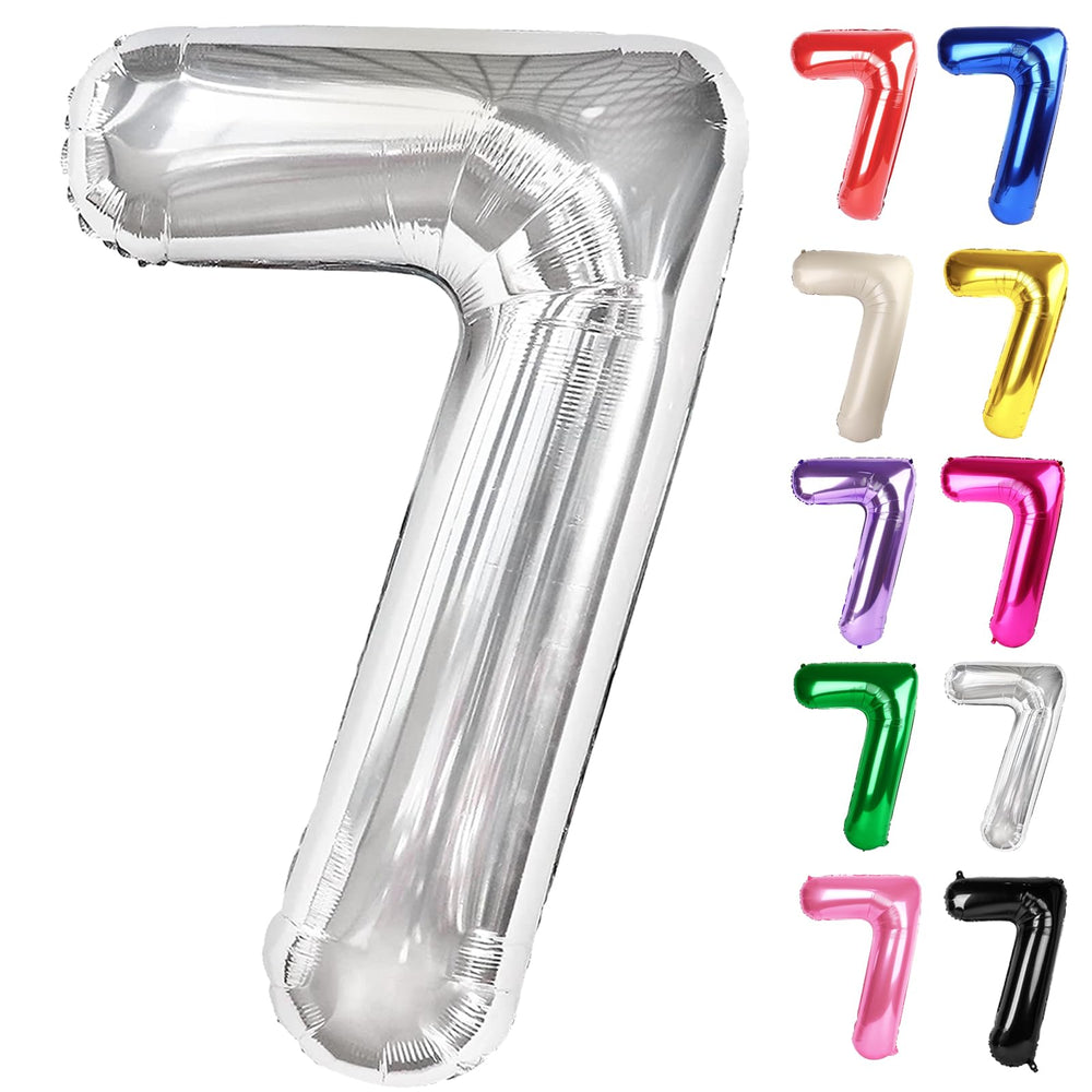 IWERP silver number 7 balloon 40 inch creates a bold party backdrop.