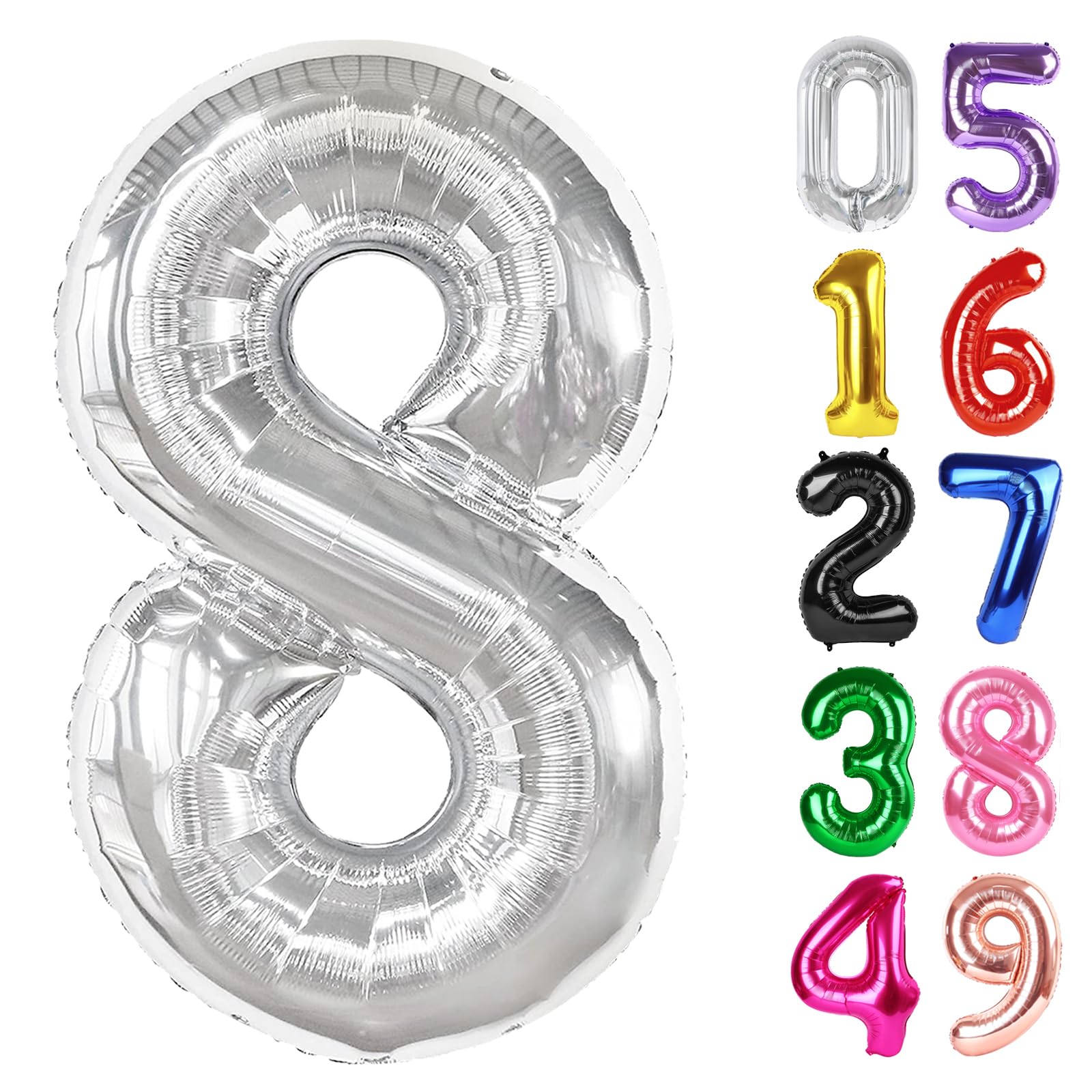 IWERP silver number 8 balloon 40-inch makes a stunning birthday photo backdrop.