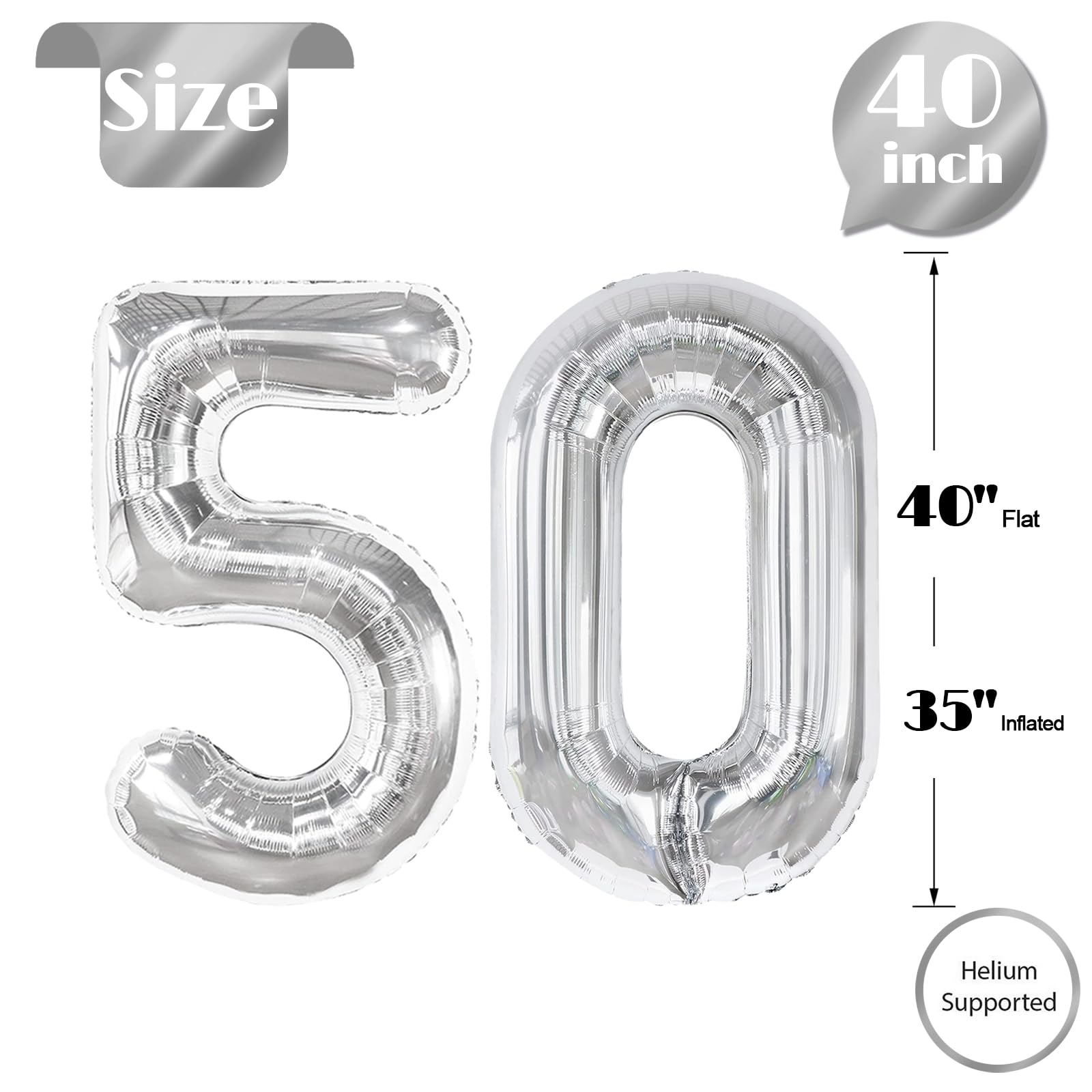 IWERP stage decor uses silver 50th balloon as a polished focal point.