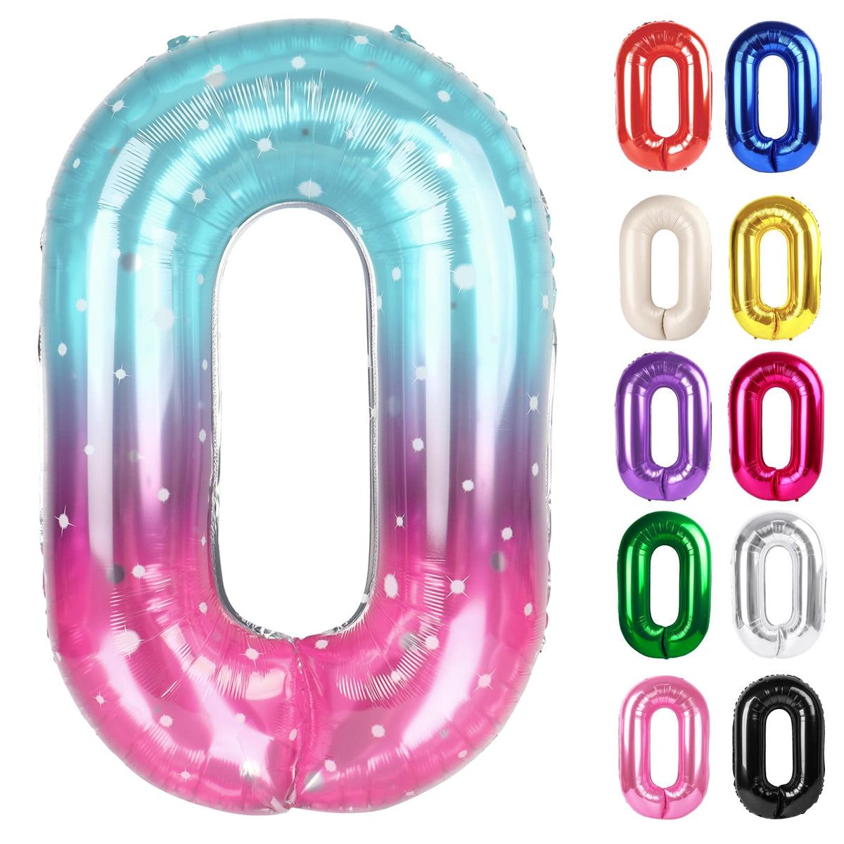 IWERP Starry Sky Number 0 40-Inch balloon enhances birthdays with a vivid photo backdrop.