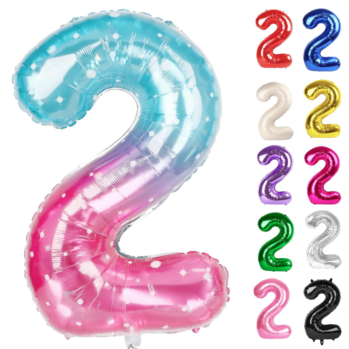 IWERP Starry Sky Number 2 balloon 40-inch creates bold birthday backdrop.