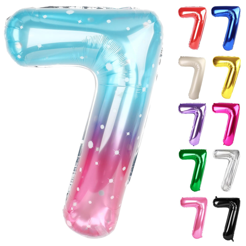 IWERP Starry Sky Number 7 balloon, 40-inch centerpiece for photos and celebrations.